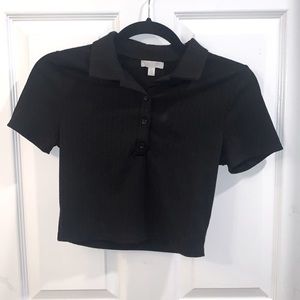 ABOUND Black half button up with collar
